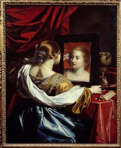 Młoda kobieta w toalecie Obraz Nicolasa Regniera (1590-1667) 1626 nd. 1,3x1,05 m Lyon, musee des Beaux Arts - Młoda kobieta przy toalecie. Obraz Nicolasa Regniera (1590-1667)