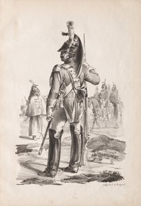 Stroje wojskowe: Grenadier Gwardii Królewskiej, 1814-18. autorstwa Nicolas Toussaint Charlet