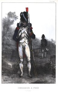 Wojny napoleońskie, armia francuska, piechota gwardii cesarskiej w pełnym stroju, 1845