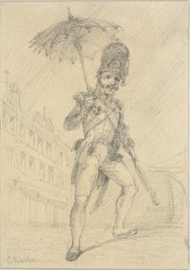 Żołnierz trzymający parasolkę autorstwa Nicolas Toussaint Charlet