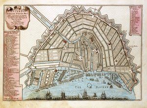 Mapa Amsterdamu. Atlas autorstwa Nicolasa de Fera (1646-1720), Paryż 1700.