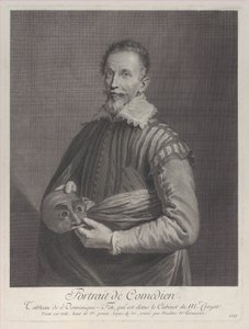 Portret komika: portret Francesco Andreiniego trzymającego maskę, 1729-40., 1729-40.
