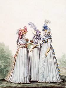 Suknie poranne, rys. 16, rys. 17 i rys. 18 z "Galerii mody", 1797