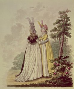 Chodzące sukienki z „Galerii Mody” N. Heideloffa, 1796 (akwatinta)