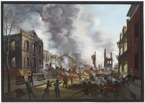 Widok na ruiny po wielkim pożarze w Nowym Jorku, 1835, 1837