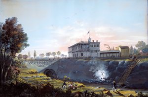 Widok tunelu linii kolejowej Harlem, ok.1837 r. autorstwa Nicolino Calyo