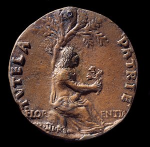 Medalion przedstawiający Lorenzo de Medici, zwany Wspaniałym (brąz autorstwa Nicolo Spinelli