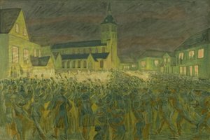 Pociąg z pochodniami 1867 dla H.C. Andersen w Odense autorstwa Niels Larsen Stevns