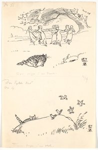 Dwa szkice „Grubego kota” autorstwa Niels Skovgaard