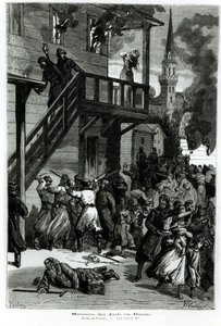 Rzeź Żydów w Rosji, ryt. Gustave Voulquin (fl.1880-90) z Le Journal Illustre, czerwiec 1881 (fot. bw) autorstwa Nielsen