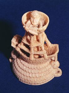 Górna część solniczki przez kapitana statku heraldycznego, Nigeria, Bini-Portuguese, ok. 1525-1600