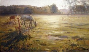 Koń na łące (olej na płótnie) autorstwa Nikolai Alexandrovich Klodt