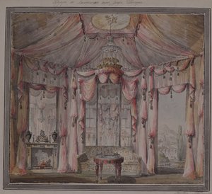 Projekt wnętrz buduaru w Domu hrabiego Bezborodki w Moskwie, lata 90. XVIII w. autorstwa Nikolai Alexandrovich Lvov