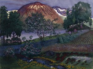 Lipcowa noc w ogrodzie (olej na płótnie) autorstwa Nikolai Astrup