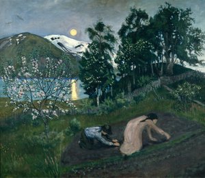 Wiosenna noc w ogrodzie autorstwa Nikolai Astrup
