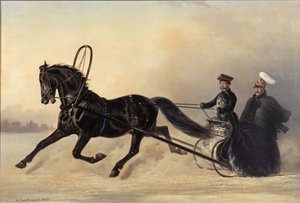 Cesarz Mikołaj I na zimowej wycieczce, 1853