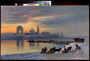 "Widok na rzekę Angara w Irkucku na Syberii" Obraz Nikołaja Florianowicza Dobrowolskiego (1837-1900) 1886 Państwowe Muzeum Sztuki, Irkuck autorstwa Nikolai Florianovich Dobrovolsky