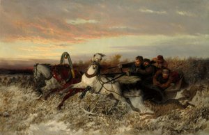 Sanie, ścigane przez wilki autorstwa Nikolai Jegorowitsch Swertschkow