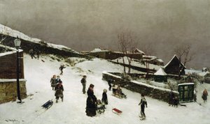 Zimowa scena w Nordnes, Bergen