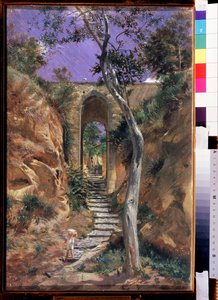 "" Le pont de Vico (Corse?) "" Peinture de Nikolai Ge (wesoły) (1831-1894) 1858 Wymiary 45,5x30 cm Państwowa Galeria Tretiakowska, Moskwa autorstwa Nikolai Nikolajevitch Gay