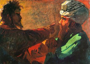 Studium Chrystusa i Nikodema, 1889 autorstwa Nikolai Nikolayevich Ge