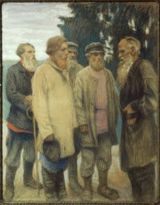 Lew Tołstoj z rolnikami / pastel Bogdanów-Bjelski