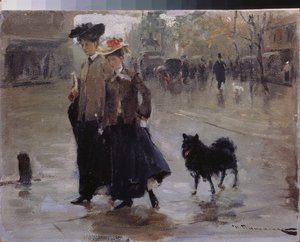 Spacer (Spacer) - Obraz Nikołaja Korniłowicza Pimonenko (1862-1912), olej na płótnie
