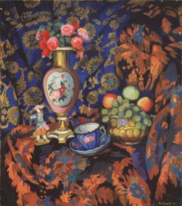 Martwa natura z porcelaną i kwiatami, 1913 autorstwa Nikolai Semyonovich Zaytsev