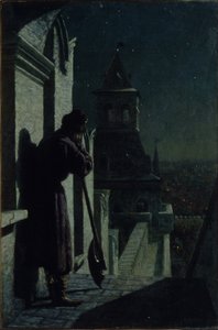 Ulice na wieży Kremla moskiewskiego w księżycową noc, lata 90. XIX wieku autorstwa Nikolai Sergeyevich Matveyev