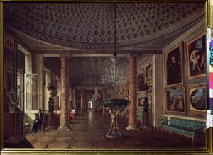 Galeria Obrazów Pałacu Stroganowa w Sankt Petersburgu (Galeria Obrazów Pałacu Stroganowa w Sankt Petersburgu). Obraz Nikołaja Stiepanowicza Nikitina (1811-1881), olej na płótnie autorstwa Nikolai Stepanovich Nikitin