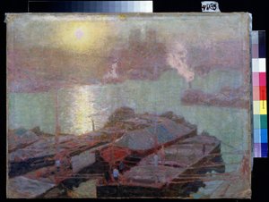 Sekwana w Paryżu (Sekwana w Paryżu). Obraz Nikołaja Wasiljewicza Dosekina (1863-1935). Olej na płótnie, 48,2 x 63,7 cm autorstwa Nikolai Vasilyevich Dosekin