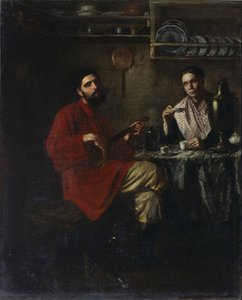 Swojska scena życia chłopskiego, 1855 autorstwa Nikolai Vasilyevich Nevrev