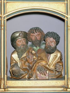 Jakuba Większego, Szymona i Tadeusza, z predelli Ołtarza Isenheim, ok. 1490 (drewno malowane)