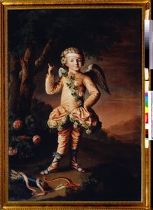 Portret Ivana Yakimov en Cupidon (Portret Ivana Yakimova z Kupidynem). Peinture de Nikolai Ivanovich Argunov (Argounov) (1771-kwiecień 1829). Huile sir toile