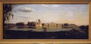 Widok posiadłości Ostankino (Moskwa, Rosja). Obraz Nikołaja Iwanowicza Podklyuchnikowa (1813-1877), olej na płótnie autorstwa Nikolay Ivanovich Podklyuchnikov