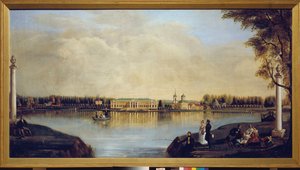 Widok na Pałac Kuskovo (Moskwa, Rosja). Obraz Nikołaja Iwanowicza Podklyuchnikowa (1813-1877), olej na płótnie autorstwa Nikolay Ivanovich Podklyuchnikov