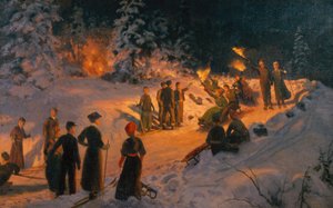 Jazda na sankach z płonącą pochodnią w Korketrekkeren