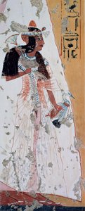 Młoda kobieta z kaczką, kopia fresku z grobowca Ipouy w Tebach, datowanego na okres panowania Ramzesa II, płyta z Ancient Egyptian Paintings, autor: Nina Davies autorstwa Nina de Garis Davies