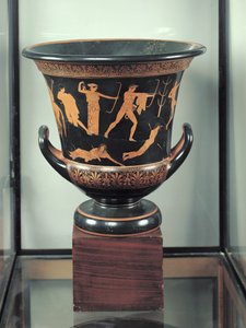 Czerwonofigurowy kielich-krater ze strychu przedstawiający śmierć niobidów, ok. 460-50 pne (ceramika) (patrz także 92576-77)
