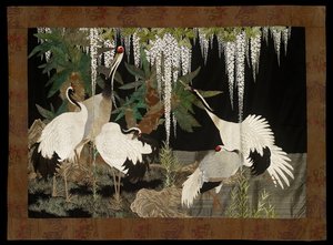 Żurawie, sagowce i glicynia, ok. 1905 r. autorstwa Nishimura Sozaemon