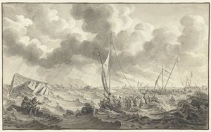 Przerwa na grobli w pobliżu Kampen, 1775 autorstwa Noach van der Meer (II)