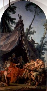 Król Scytii na łożu śmierci błagający synów o pojednanie, ok. 1767 (olej na płótnie) autorstwa Noel Halle