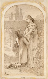 Dwoje kochanków w rozgwieżdżonym ogrodzie, 1862 autorstwa Noel Paton