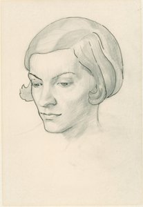 Portret żony artysty, Celia Fiennes (ołówek na papierze) autorstwa Noel Rooke