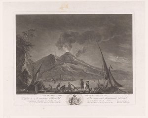 Krajobraz z rybakami i aktywnym Wezuwiuszem Vue du mont Vesuve tel quil etoit en 1757 (tytuł przedmiotu)
