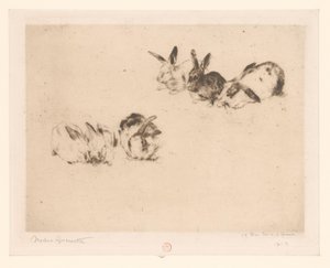 Sześć królików autorstwa Norbert Goeneutte (signed by artist)