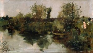 N.Goeneutte, idylliczny krajobraz rzeki