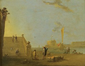 Scena portowa w hiszpańskim porcie autorstwa Norbert Joseph Carl Grund