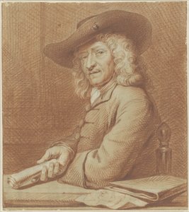 Portret rysownika Jana Pietersza. Zoomer, z kapeluszem i rolką papieru autorstwa Norbert van Bloemen