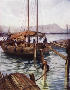 Chiny: port w Hongkongu (kolor lito) autorstwa Norman Hardy